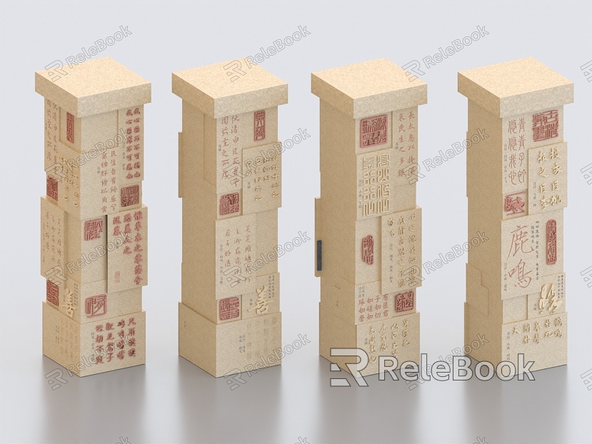 Landscape Pillar Chinese Pillar Square Pillar Stone Pillar Glyph Pillar model