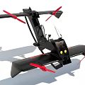Futuristic Black Drone With Red Propellers And Multi Propeller Cockpit Design