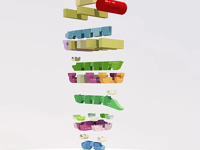 Colorful Stacked Architectural Components with Modern Layered Design and Bright Hues 3d model
