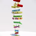 Colorful Stacked Architectural Components with Modern Layered Design and Bright Hues