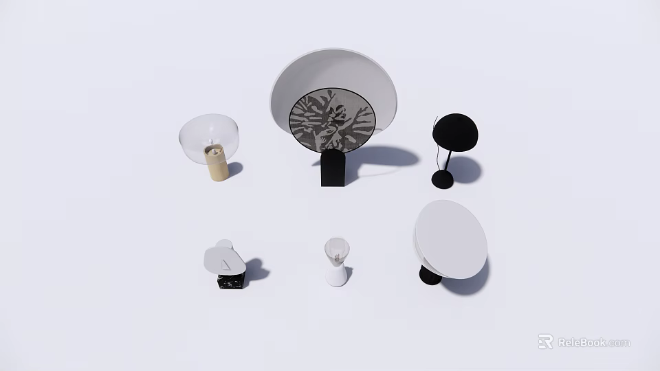 Modern Table Lamps With Various Minimalist Designs And Different Shapes For Home Decor 3d model 