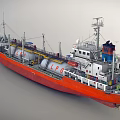 Red Gas Carrier Ship With Large Storage Tanks And Deck Equipment