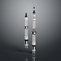 Modern Aerospace Rocket Equipment Featuring Dual Models With White Black Orange Stripe Design