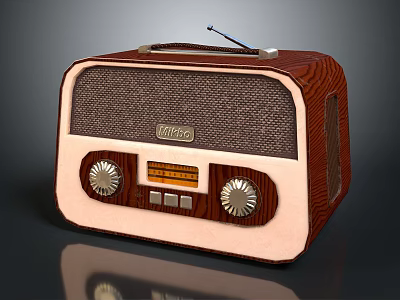 Vintage Radio With Wooden Case Retro Knobs Antenna And AM FM 3d model