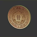 Golden Circular Carved Decorative Object With Traditional Patterns And Central Xi Character