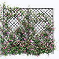 Decorative Garden Trellis Adorned With Lush Climbing Vines Pink Flowers And Green Leaves