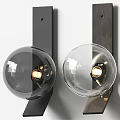 Modern Wall Lamps With Spherical Glass Shade And Black Metal Bracket