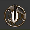 Katana Weapon With Orange Wrapped Handle And Black Blade On Grey Background