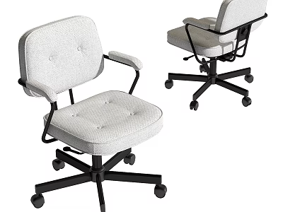 Modern Light Gray Fabric Office Chair With Armrests And Black Wheel Base 3d model