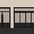 Modern Glass Double Doors With Black Frame And Sliding Design For Interior