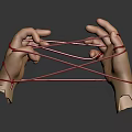 Disconnected Human Hands Entangled With Red Rope On Isolated Gray Background