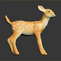 Fawn Toy Figurine With Yellow Body White Spots On Black Background And Reflection