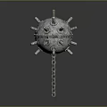 Industrial Mechanical Equipment Featuring Silver Metal Sphere With Protruding Components And Chain