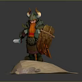 Female Warrior 3D Model In Armor Holding Shield And Sword On Sand