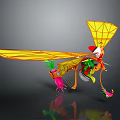Colorful Space Vehicle With Yellow Wings Green Red Components And Futuristic Design