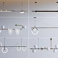 Modern Pendant Lighting Combinations With Linear Spherical And Circular Shapes For Interior Design 3d model