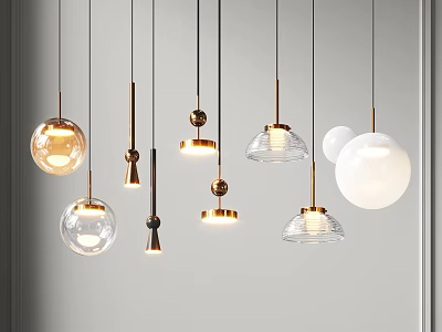 Modern Pendant Lights With Transparent Glass Spherical Shape And Metal Frame For Interior Decor 3d model