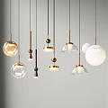 Modern Pendant Lights With Transparent Glass Spherical Shape And Metal Frame For Interior Decor