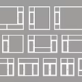 Various White Frame Window And Door Designs Arranged In Three Rows 3d model