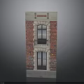 Two Story Red Brick Building With Arched Windows Balcony And Light Colored Top Decoration