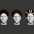 Game Movie Character 3D Head Models With Three Distinct Hairstyle Designs