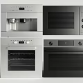 Modern Silver And Black Kitchen Appliances Including Coffee Machine Microwave And Oven 3d model