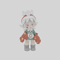 Cute Doll With White Hair Skull Bone Hat Green Top Orange Snowflake Coat Gray Boots