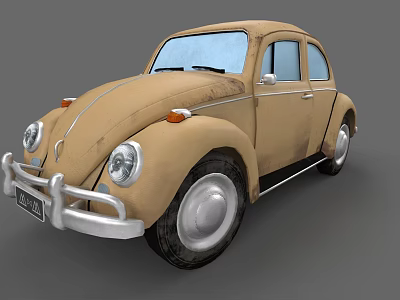 Vintage Brown Beetle Car With Classic Body Style And Silver Trim Details 3d model