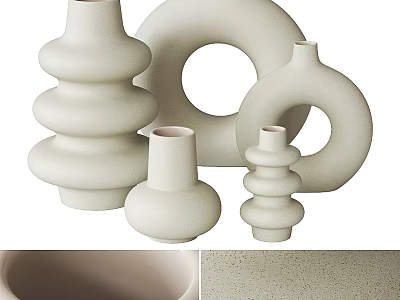 Minimalist Ceramic Vase Collection With Stacked And Circular Shapes For Floral Home Decor 3d model