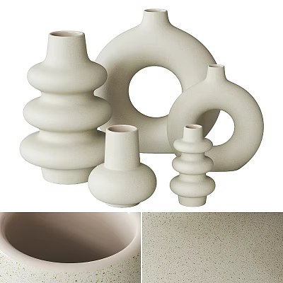 Minimalist Ceramic Vase Collection With Stacked And Circular Shapes For Floral Home Decor 3d model