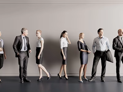 Group Of Business People In Formal Attire Standing 3d model