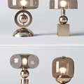 Modern Table Lamps With Metal Spherical Elements And Illuminated Glass Shades