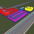 Modern factory plant industrial park technology company 3d model