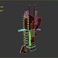 Red Complex Industrial Equipment With Mechanical Structure Vertical Horizontal Components And Base Stand