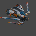 Futuristic Fighter Jet 3D Model With Detailed Orange White Blue Mechanical Design