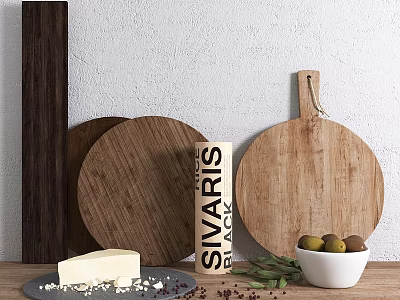 Rustic Wooden Wall Decor With Round Plates And Natural Texture Elements 3d model