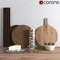Rustic Wooden Wall Decor With Round Plates And Natural Texture Elements 3d model