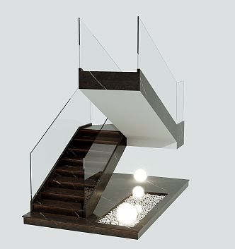 Modern Stairs Glass Handrail Stairs 3d model