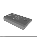 Silver Metallic Electronic Device With Control Panel Buttons And Interface Ports