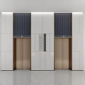 Modern Elevator Lobby Design With Brushed Metal Doors Control Panel And Wall Paneling 3d model