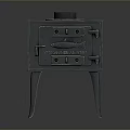 Vintage Kitchen Stove With Circular Cooktop Decorative Emblem And Slender Legs