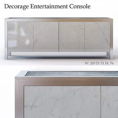 Modern Sideboard With Marble Texture And Sleek Metal Frame For Spacious Storage 3d model