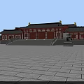 Bird's Eye View Planning Of Traditional Chinese Architecture With Pagoda And Courtyard Layout
