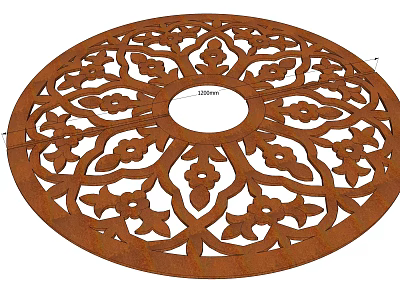 Decorative Circular Metal Garden Ornament With Intricate Floral Cutout Patterns For Outdoor Landscaping Decoration 3d model