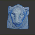 Hand Carved Stone Lion Head Sculpture With Detailed Classical Facial Features