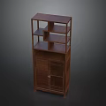 Wooden Bookcase With Multiple Shelves And Lattice Door Cabinet In Classic Style