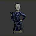 Traditional Chinese Porcelain Decorative Figure With Blue White Floral Costume Standing Pose