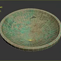Green Bowl Shaped Sculpture With Intricate Carved Texture And Artistic Design