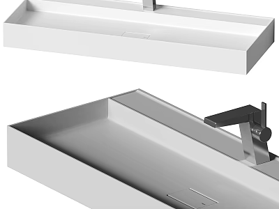 Modern White Washbasin with Sleek Design and Polished Chrome Faucet for Bathroom 3d model