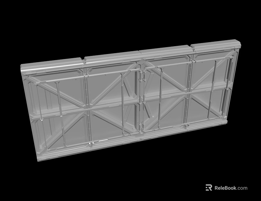 Transparent Metal Frame Structural Component With Industrial Cross Support Design 3d model 